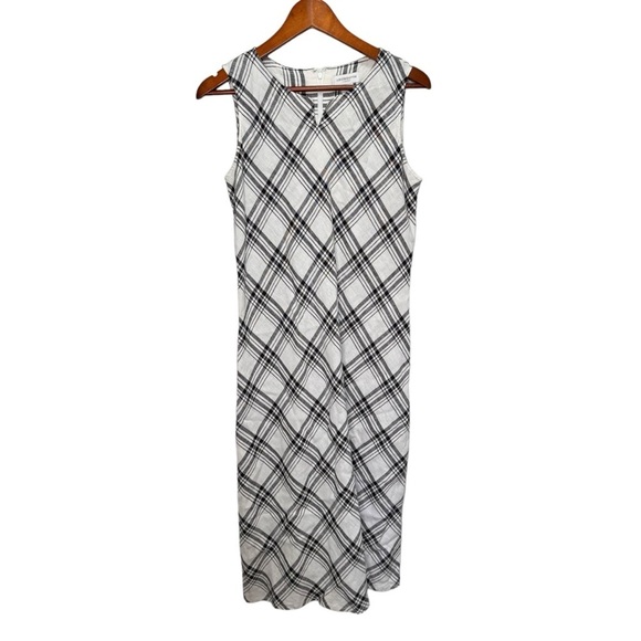 Liz Claiborne Liz Sport Plaid Linen Midi Dress Size 8 - Picture 1 of 13